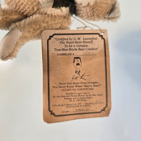 Boyds Collection Mohair Bear Lindbergh Cattington Vintage Retired 97 - 98 - Picture 8 of 10